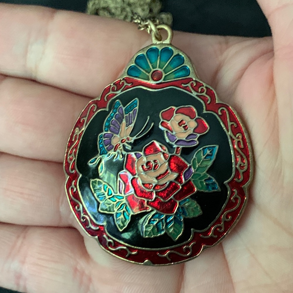 Enamel Double Sided Enamel Large Shell Pendant - image 2